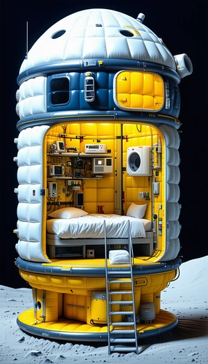 A Small, Compact Living Space That Resembles A Space Station Or A Futuristic Hotel Room