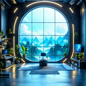 Futuristic Tech Startup Office With Image, There