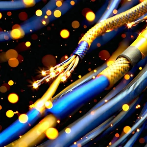 Close-up Of Fiber Optic Cables With Close-up Blue