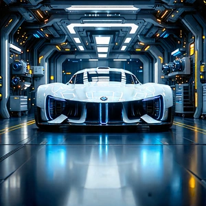 Automotive Technology In Manufacturing Facility With White Sports