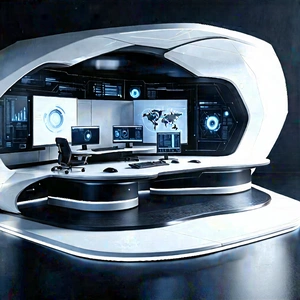 Futuristic (digital:1.25) workspace
