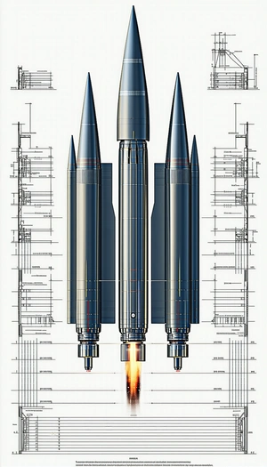 The Image Is A Drawing Of A Rocket, Showing Its Various Parts And Components