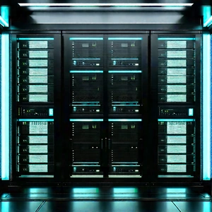 Server rack with neon accents
