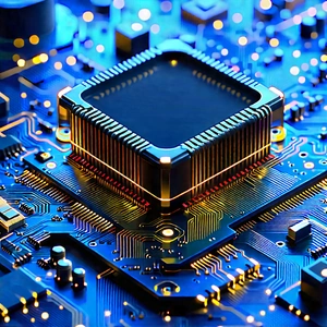 Close-up Of Electronic Circuit With Computer Chip