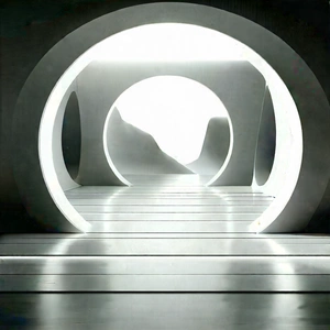 Futuristic Digital Workspace With Long, Narrow