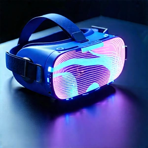 Vr Headset With Streaming Content With Blue Virtual