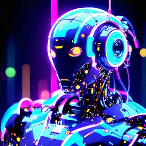 Robot With Neon Accents With Futuristic Robot
