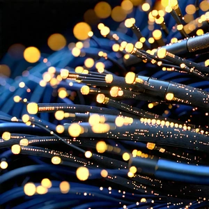 Close-up Of Fiber Optic Cables With Close-up Bunch