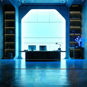 Futuristic tech startup office