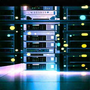 Server Rack With Holographic Projection With Image, There