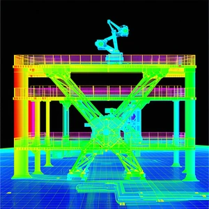A Large, Colorful Crane Is The Focal Point Of This Image