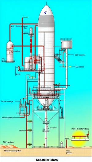 The Image Is A Blueprint Of A Large Industrial Plant, Featuring A Large Tower With A Pipe System