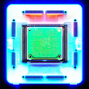 Tech Digital Illustration: Microchip with neon accents