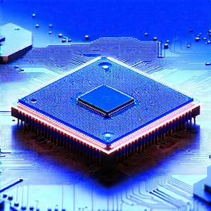 Microchip with blue light glow