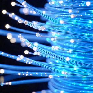 Tech Professional Photography: Close-up Of Fiber Optic Cables With Blue Light