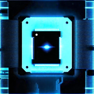 Microchip with blue light glow
