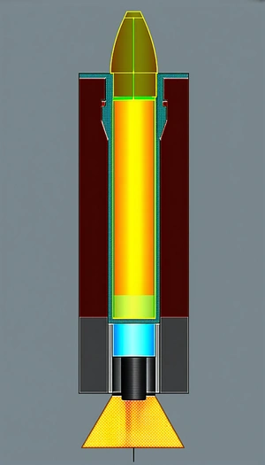 A Large, Cylindrical Object With A Yellow And Blue Color Scheme