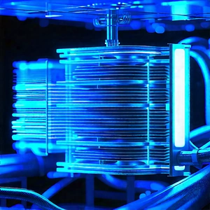 Close-up Of Cooling System With Blue Light