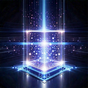 Quantum Computer With Holographic Projection With Image, There