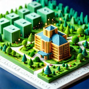 Financial Technology In Tech Office With Green Model