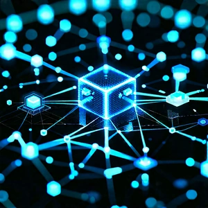 Blockchain Network Visualization With Blue White