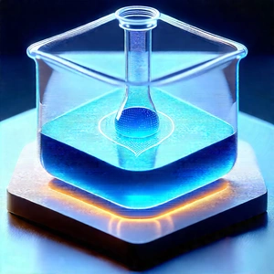 Educational Technology In Modern Laboratory With Blue Glass