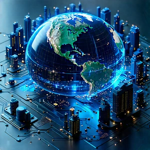 Big Data Visualization With Blue, Three-dimensional