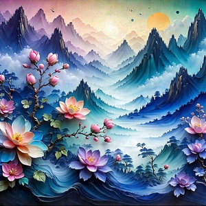 Abstract Watercolor Painting: Macro View Of Natural Pattern With Image, There