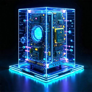 Quantum computer with neon accents