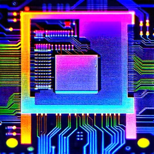Circuit board with neon accents