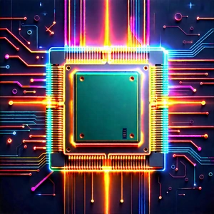 Microchip with neon accents