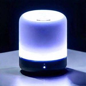 Smart Home Device With Glowing Screen With Small, White,