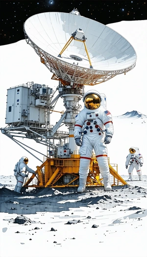 In The Image, There Are Three Astronauts Standing On A Rocky Surface, Possibly On The Moon