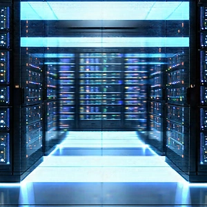 Server Rack With Holographic Projection With Large Computer