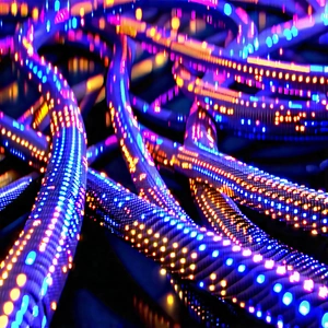 Close-up of fiber optic cables