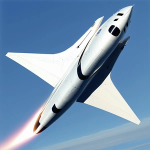 A White Jet Is Flying Through The Sky, Leaving A Trail Of Smoke Behind It