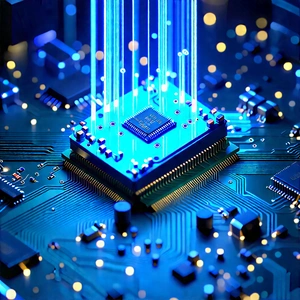 Close-up Of Electronic Circuit With Close-up Computer