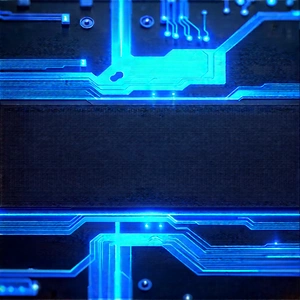 Circuit board with blue light glow
