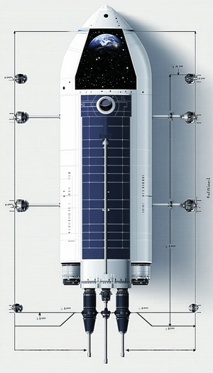 A Large Spacecraft Is Shown In A Side View, With A Solar Panel On The Side