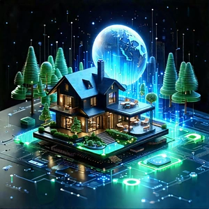 Smart Home Device With Data Visualization With Image, There