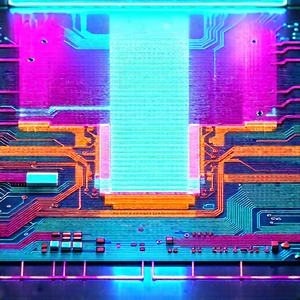 Circuit board with neon accents
