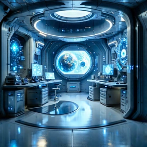 (futuristic:1.42) Research Laboratory With Futuristic Room,