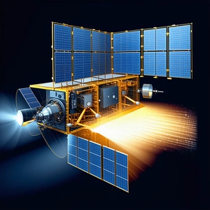 A Spacecraft With A Large Solar Panel On Its Side