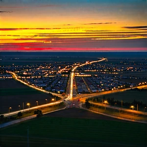 Urban Cinema 4d: Cityscape Of Small Town During Sunset With Captures Beautiful