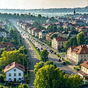 Urban Landscape Photography: Cityscape Of Small Town During Midday With Large City