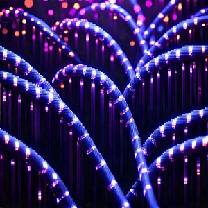 Close-up of fiber optic cables