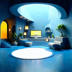 Futuristic Tech Startup Office With Futuristic Living