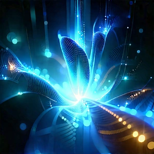Quantum computer with blue light (glow:1.28)