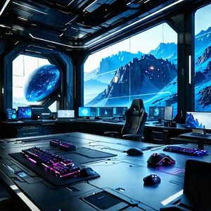 Futuristic digital workspace