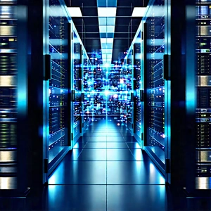 Server Rack With Holographic Projection With Image, There